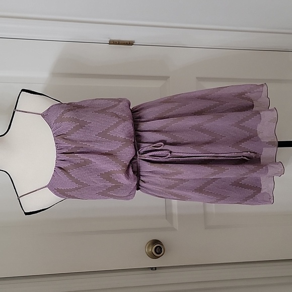 a'gaci Lilac and Taupe Size M Chevron Pattern Halter Dress, Adjustable Straps - Picture 1 of 11